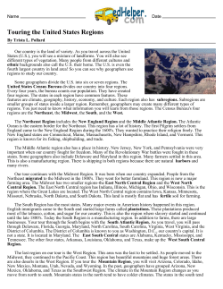 Touring the United States Regions