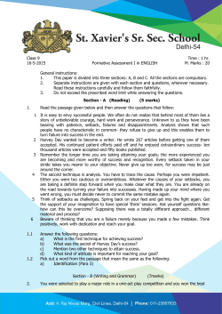 Class 9 Time : 1 hr. 16-5-2015 Formative Assessment I in ENGLISH