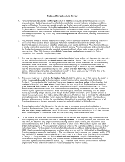 Trade and Navigation Acts - White Plains Public Schools