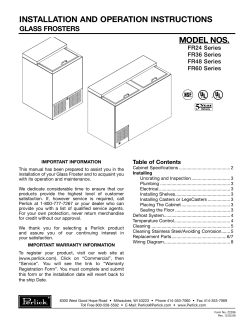 Installation and Operation Instructions Glass Frosters