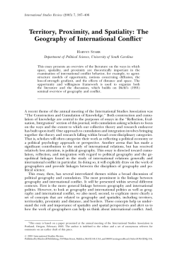 Territory, Proximity, and Spatiality: The Geography of International