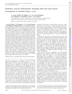 Endurance exercise differentially stimulates heart and axial muscle