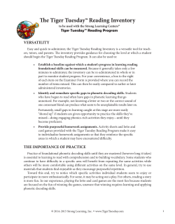 Tiger Tuesday Reading Inventory