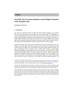 The ECHR, the EU and the Weakness of Social Rights Protection at