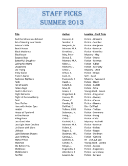 Staff Picks Summer 2013