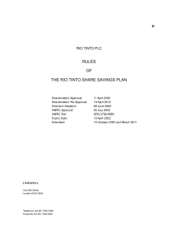 RULES OF THE RIO TINTO SHARE SAVINGS PLAN