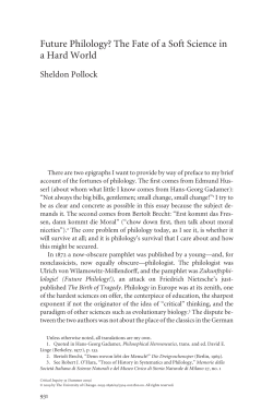Future Philology? The Fate of a Soft Science in a Hard
