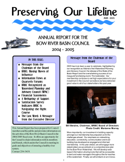 Preserving Our Lifeline - Bow River Basin Council