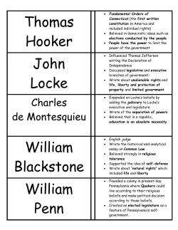 Thomas Hooker John Locke William Blackstone William Penn