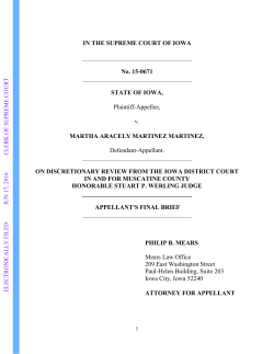 IN THE SUPREME COURT OF IOWA No. 15