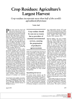 Crop Residues: Agriculture`s Largest Harvest