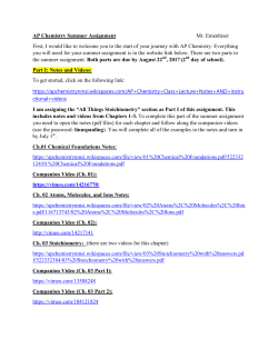 AP Chemistry Summer Assignment Mr. Emenhiser First, I would like