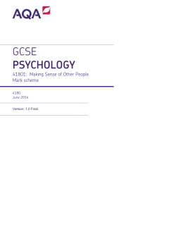 GCSE Psychology Mark scheme Unit 01 - Making Sense of