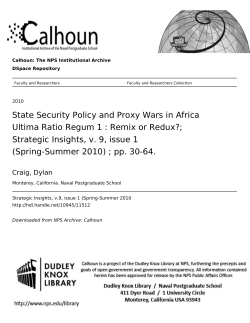 State Security Policy and Proxy Wars in Africa Ultima Ratio Regum 1