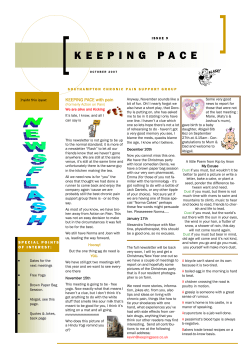 October 2007 - Keeping Pace With Pain