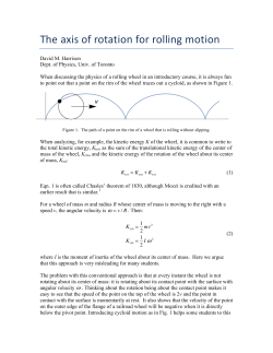 The axis of rotation for rolling motion