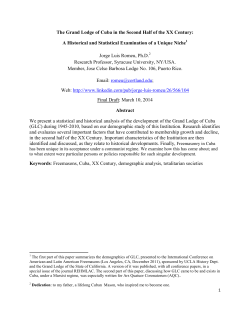Characteristics and Challenges of Cuban Freemasons in the XX