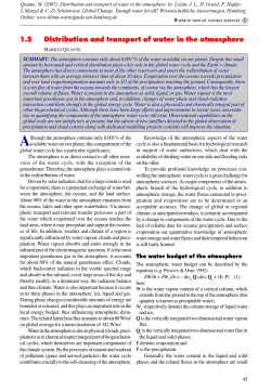 1.5 Distribution and transport of water in the atmosphere