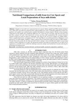 Nutritional Comparisons of milk from two Cow Specie and Local