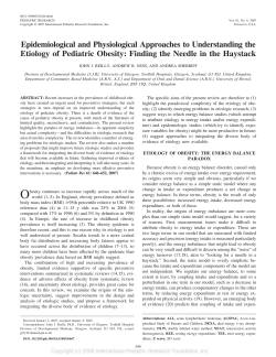 Epidemiological and Physiological Approaches to