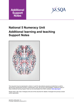 Additional learning and teaching Support Notes