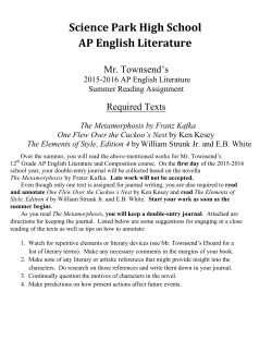 Entering Mr. Townsend`s Grade 12 AP English Literature Summer