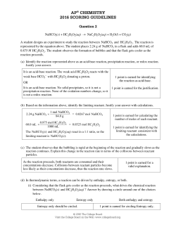 AP Chemistry Student Sample Question 2