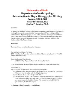 University of Utah Department of Anthropology Introduction to Maya