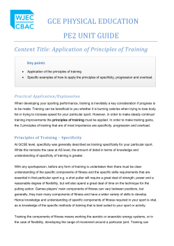 Application of Principles of Training