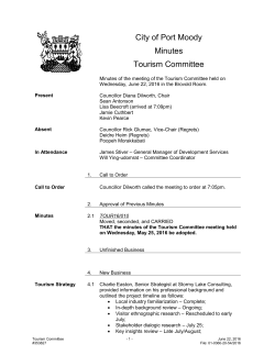 City of Port Moody Minutes Tourism Committee
