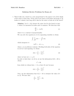 Math 31S. Rumbos Fall 2011 1 Solutions Review Problems for