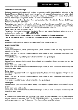 Uniform Requirements - St Peter`s College Palmerston North