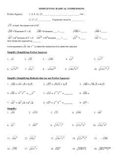 SIMPLIFYING RADICAL EXPRESSIONS