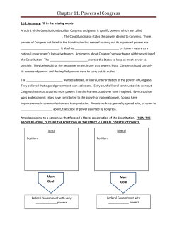 Chapter 11: Powers of Congress