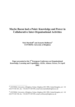Maybe Bacon had a Point: Knowledge and Power in Collaborative