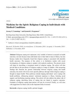 Medicine for the Spirit: Religious Coping in Individuals with Medical