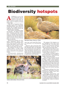 Biodiversity hotspots - Department of the Environment