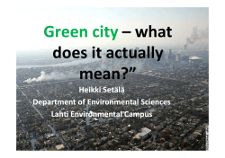 Green city &ndash; what does it actually mean?&rdquo;