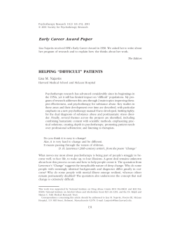 HELPING &ldquo;DIFFICULT&rdquo; PATIENTS Early Career