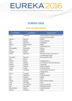 EUREKA 2016 List of attendees