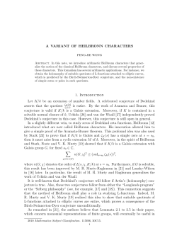 A VARIANT OF HEILBRONN CHARACTERS 1. Introduction Let K/k