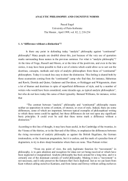 1999 Analytic philosophy And Cognitive Norms