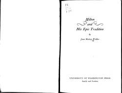 Part 1 of Webber`s Milton and His Epic Tradition
