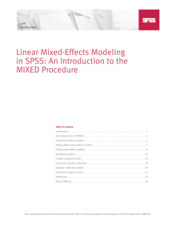 Linear Mixed-Effects Modeling in SPSS: An Introduction to the