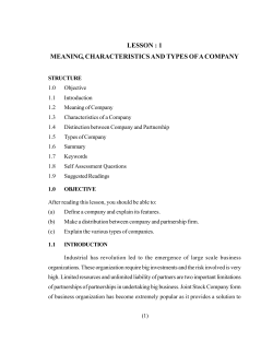 lesson : 1 meaning, characteristics and types of a company