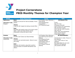 Project Cornerstone PBIS Monthly Themes for Champion Year