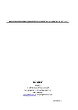 Microprocessor Control System Documentation "MIKSTER MCM
