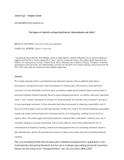 The Impact of Authority on Reporting Behavior, Rationalization and