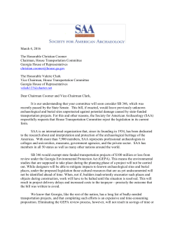 SAA letter in opposition to bill in Georgia legislature to exempt