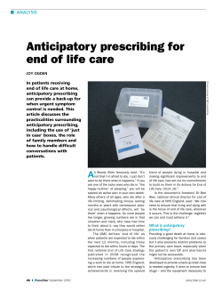 Anticipatory prescribing for end of life care